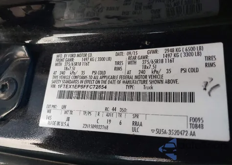 2015 Ford F-150 Xlt z USA, uszkodzony, nr VIN 1FTEX1EP5FFC72854